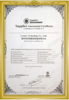 Scan of a supplier assessment certificate